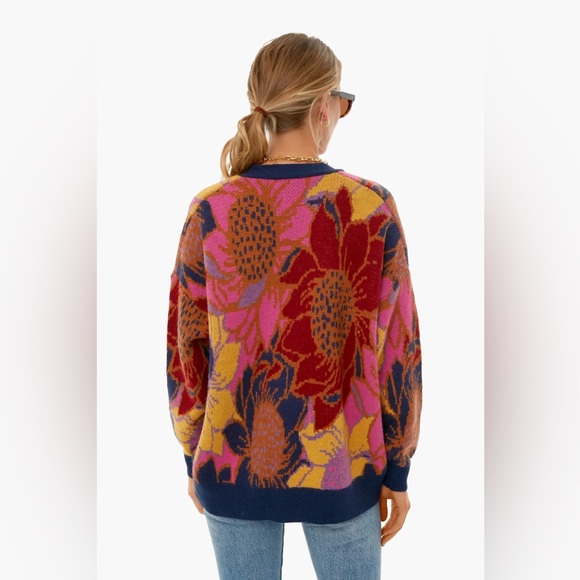 FARM RIO Floral Dots Tropical Knit Cardigan Sweater, Size SMALL - Picture 4 of 10